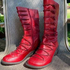 Miz Mooz Red Button Boots Size 39 (8.5)